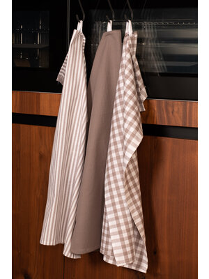 Tiseco Home Studio Tiseco Theedoek stripe/waffle/check (3-pack, Taupe)