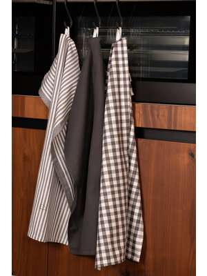 Tiseco Home Studio Tiseco Theedoek stripe/waffle/check (3-pack, Grijs)