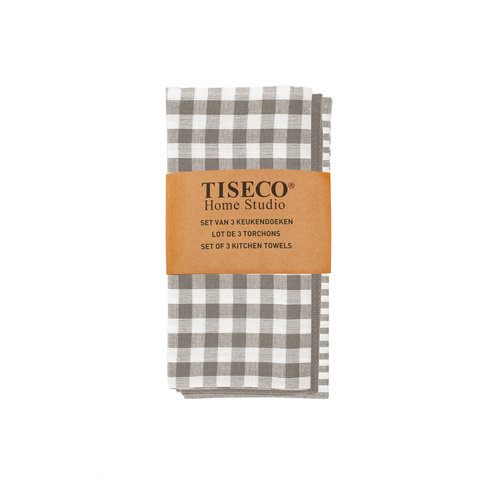 Tiseco Home Studio Tiseco Theedoek stripe/waffle/check (3-pack, Taupe)