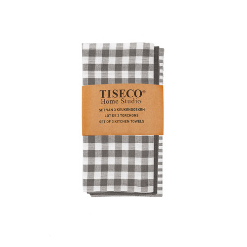 Tiseco Home Studio Tiseco Theedoek stripe/waffle/check (3-pack, Grijs)