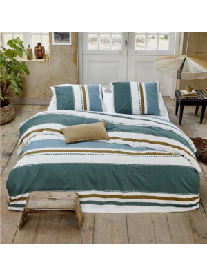 Walra Walra Dekbedovertrek Stripes & Stitches groen