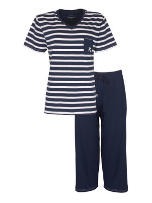 Tenderness Tenderness dames pyjama met drie kwart broek gestreept