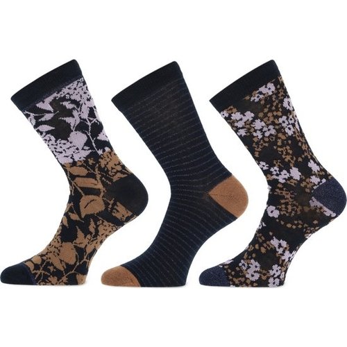 Teckel Teckel dames sokken 3-pack - dark flowers