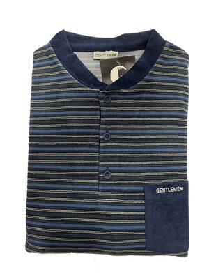 Gentlemen Gentlemen badstof heren pyjama - donkerblauw