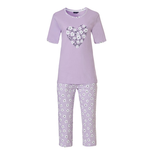 Pastunette Pastunette dames pyjama met 3/4 broek - light purple