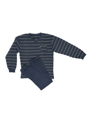 Heren pyjama gestreept - donkerblauw