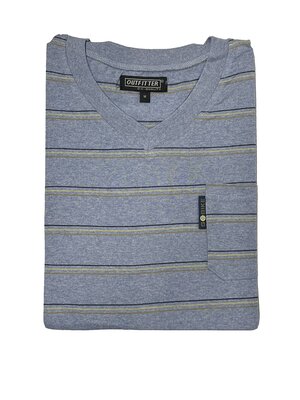 Heren pyjama gestreept - blue melange