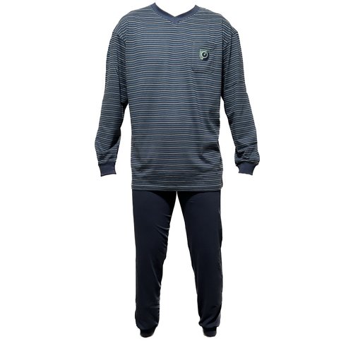 Outfitter Heren pyjama stripes - blauw