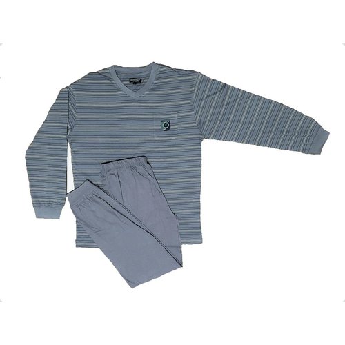 Outfitter Heren pyjama stripes - stone blauw