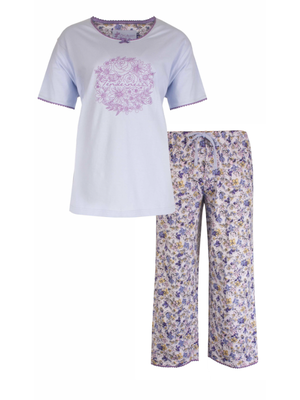 Tenderness Dames pyjama met 3/4 broek - blue