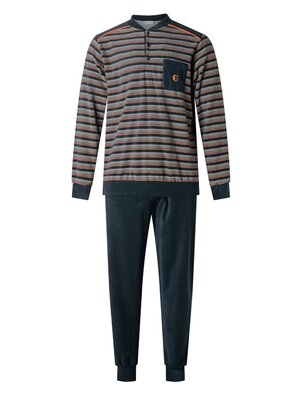 Gentlemen Gentlemen badstof heren pyjama - blauw gestreept