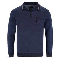 Hajo heren sweater- donkerblauw