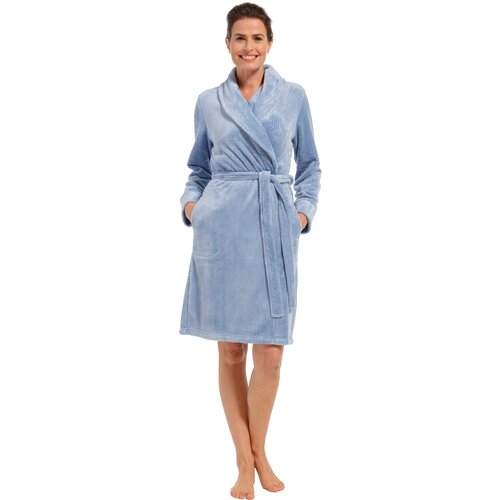 Pastunette Pastunette dames badjas fleece - blue