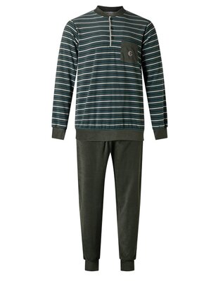 Gentlemen Gentlemen badstof heren pyjama - grijs/blauw