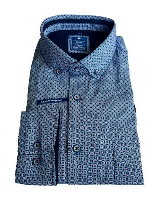 Redmond Redmond heren overhemd lange mouw - blauw allover