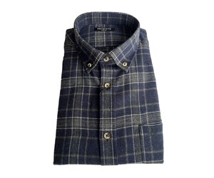 Pre End heren overhemd flanel lange mouw blauw groen Kosmeyer