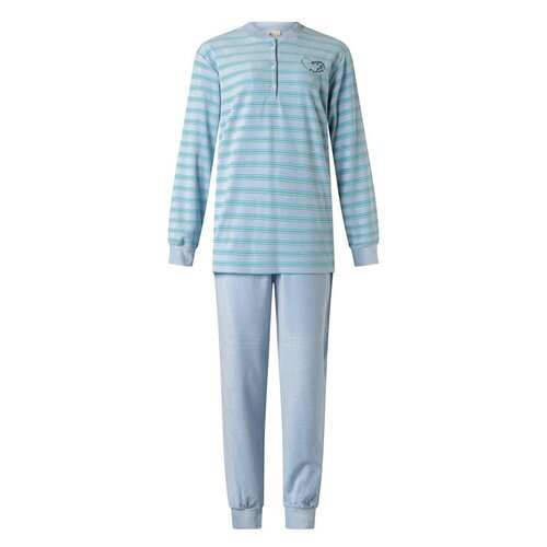 Lunatex Badstof dames pyjama - blauw gestreept