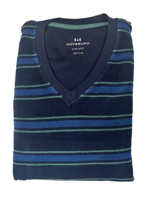 Götzburg Gotzburg badstof heren pyjama - blauw gestreept Götzburg Gotzburg badstof heren pyjama - blauw gestreept