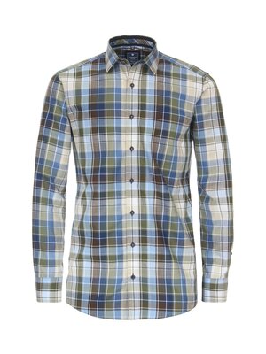 Redmond Redmond heren overhemd lange mouw - blauw groen geblokt