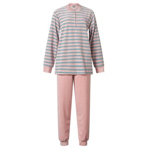 Lunatex Badstof dames pyjama - roze gestreept