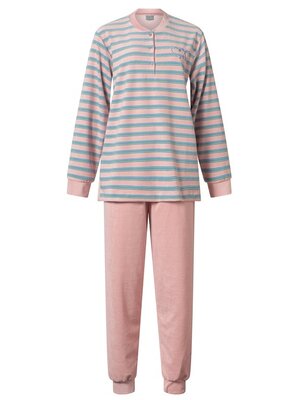 Lunatex Badstof dames pyjama - roze gestreept