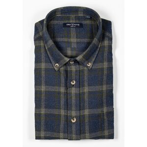 Pre End Pre End heren overhemd flanel lange mouw - blauw olijfgroen