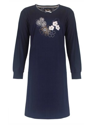 Medaillon Medaillon dames nachthemd lange mouw - donkerblauw