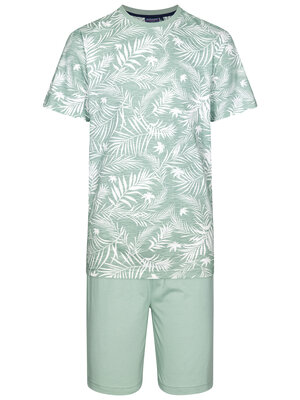 Pastunette Heren shortama katoen - palm leaves groen
