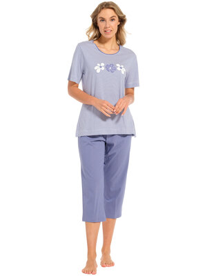 Pastunette Dames pyjama capri broek - flower stripes