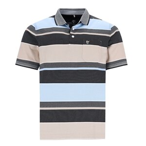 Hajo Heren poloshirt premium kwaliteit- taupe blauw