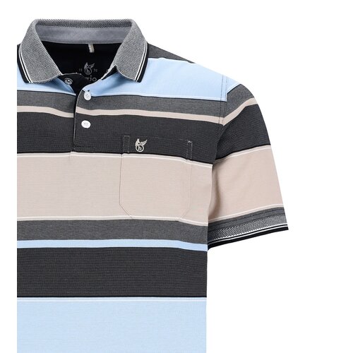 Hajo Heren poloshirt premium kwaliteit- taupe blauw