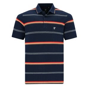 Hajo Heren poloshirt piqué - donkerblauw gestreept