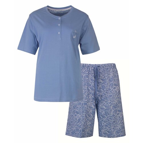 Medaillon Dames shortama katoen - blue