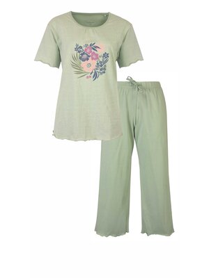 Tenderness Dames pyjama capri broek - groen