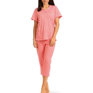 Comtessa Dames pyjama katoen 7/8 broek - flamingo roze