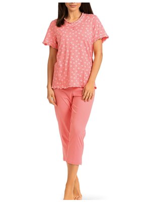 Comtessa Dames pyjama katoen 7/8 broek - flamingo roze