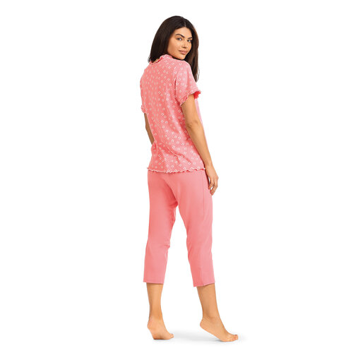 Comtessa Dames pyjama katoen 7/8 broek - flamingo roze