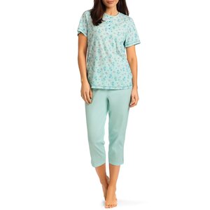 Comtessa Dames pyjama katoen 7/8 broek - mint groen