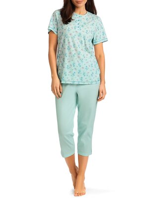 Comtessa Dames pyjama katoen 7/8 broek - mint groen