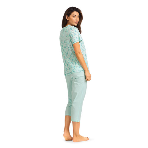 Comtessa Dames pyjama katoen 7/8 broek - mint groen