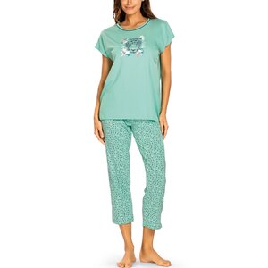 Comtessa Dames pyjama katoen 7/8 broek - green tiger