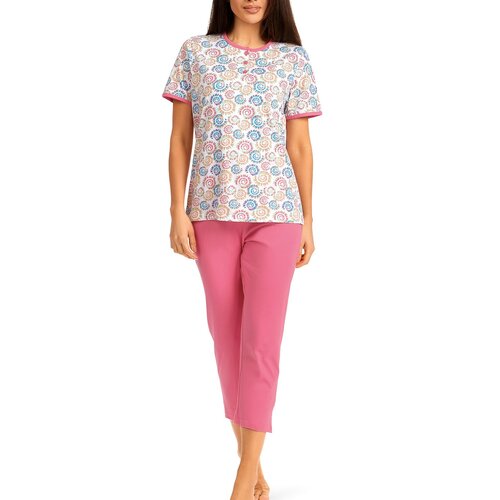 Comtessa Dames pyjama katoen 7/8 broek - roze paisley