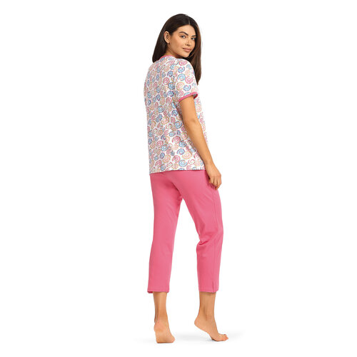 Comtessa Dames pyjama katoen 7/8 broek - roze paisley