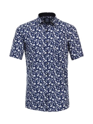 Redmond Heren overhemd korte mouw - palmboom blauw