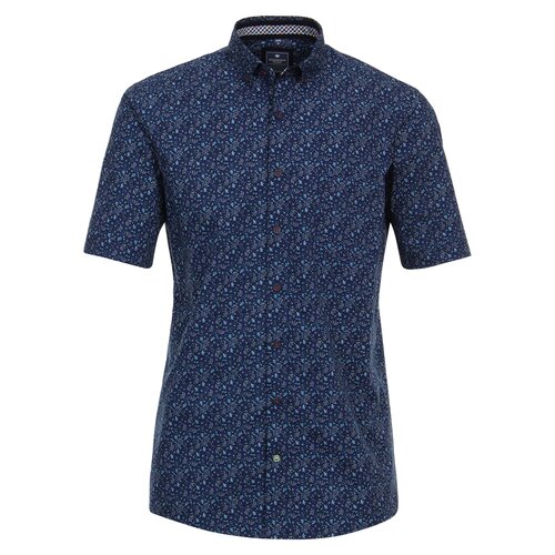 Redmond Heren overhemd korte mouw -  allover print blauw