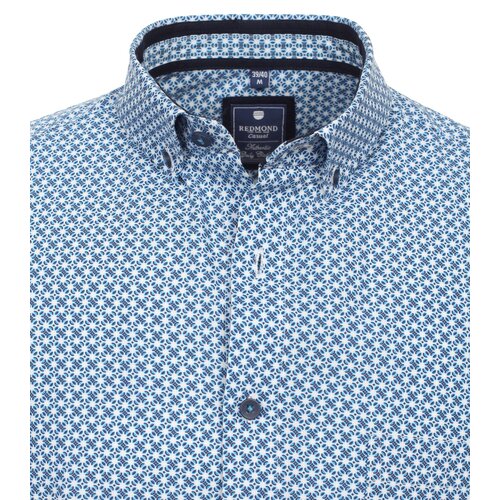 Redmond Heren overhemd korte mouw - print blauw