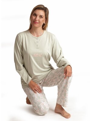 Cocodream Dames pyjama katoen - green flower