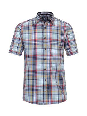 Redmond Heren overhemd korte mouw - geruit blauw