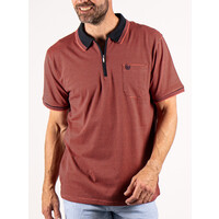 Heren poloshirt - rits- regular fit - koraalrood