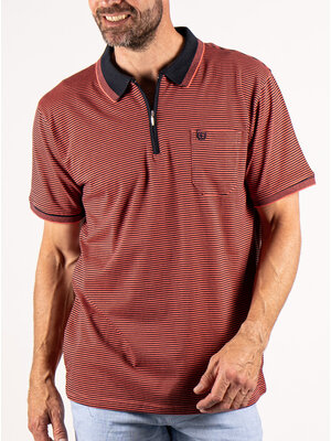 Pre End Heren poloshirt - rits- regular fit - koraalrood